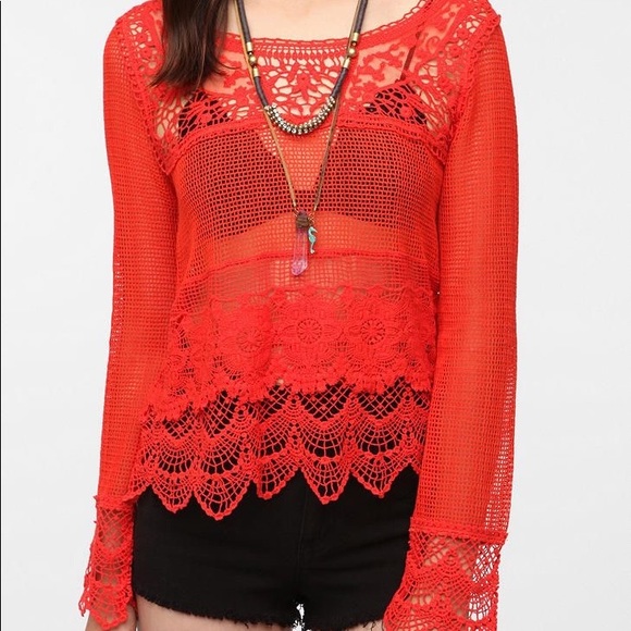 Urban Outfitters Tops - UO Staring at Stars Long Sleeve Crochet Mix Top